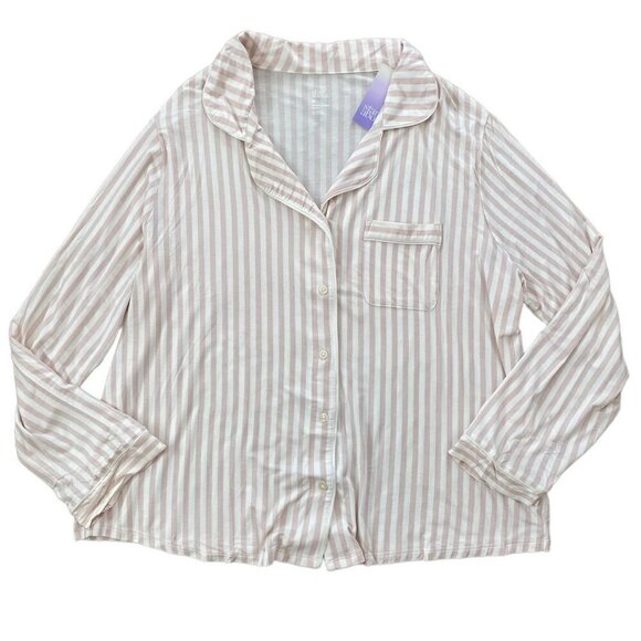 Stars Above Womens Pink & Cream Striped Top and Pants Pajama Set 1X, 2X, 3X - Picture 3 of 12